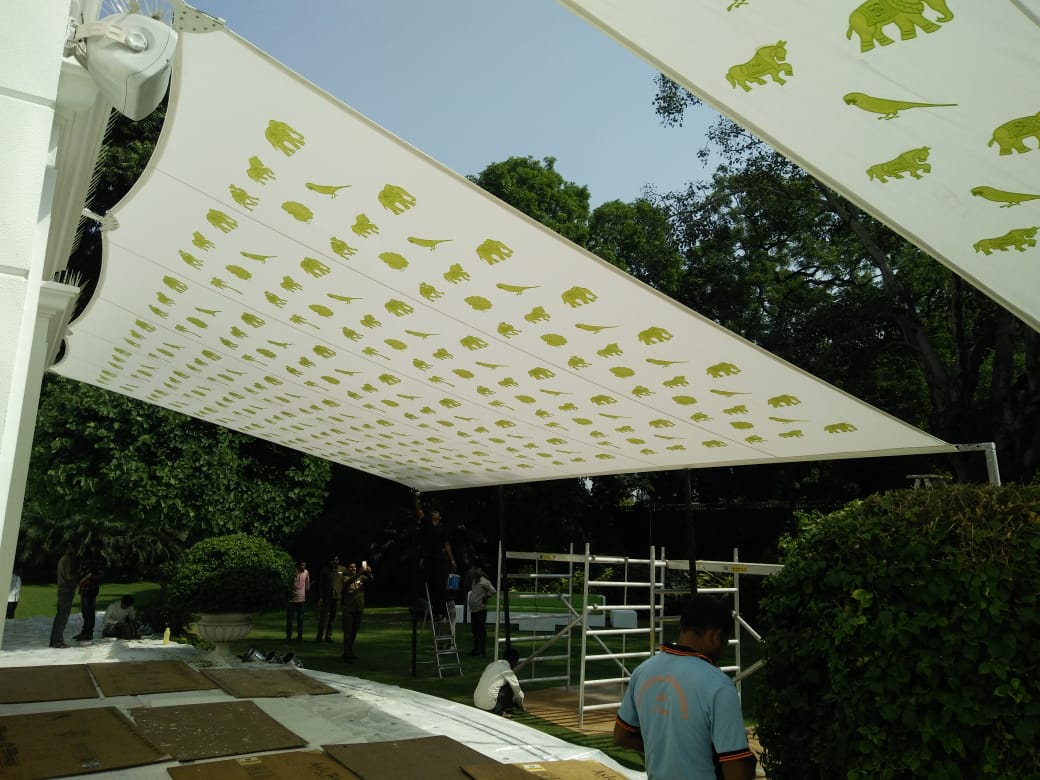 One Slope Tensile Embroidery Gazebo